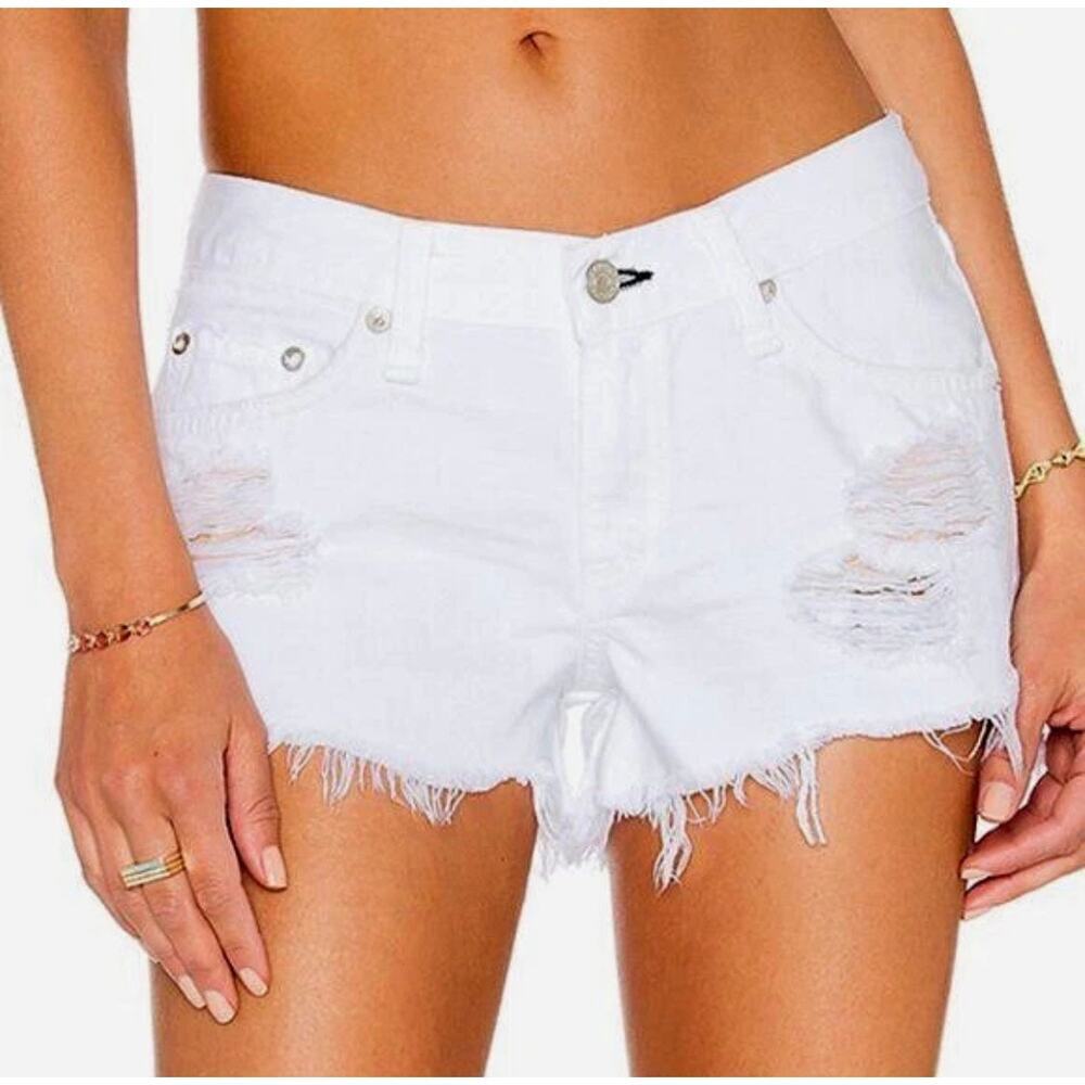Rag & Bone Marin Denim Cut Off Jean Shorts Distressed Womens Size 25 White